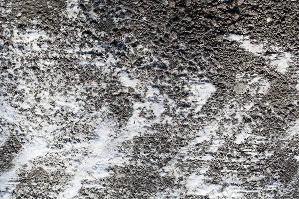 冬雪中的旧沥青路面背景 街道纹理 — 图库照片