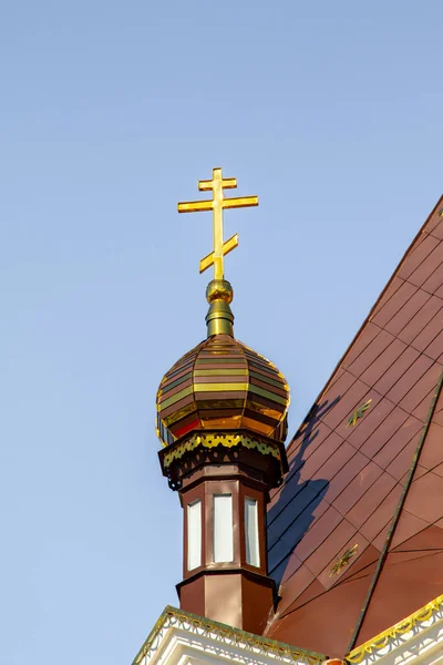 Golden Crosses Orthodox Church Sky — Stock Photo, Image