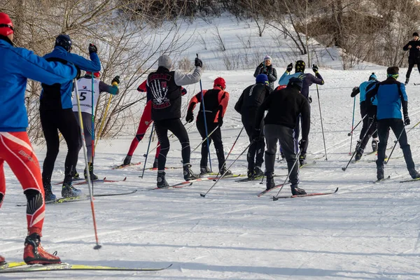 Petropavlovsk Kazakhstan February 2020 Men Women Children Ski Winter Forest — Stock Photo, Image