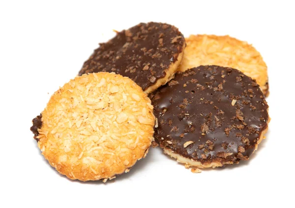 Biscuits Aux Gaufres Chocolat Avec Des Bonbons Sur Fond Blanc — Photo