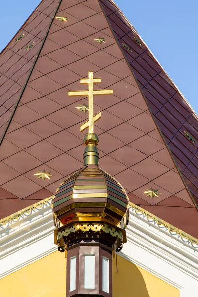 Golden Crosses Orthodox Church Sky — Stock Photo, Image