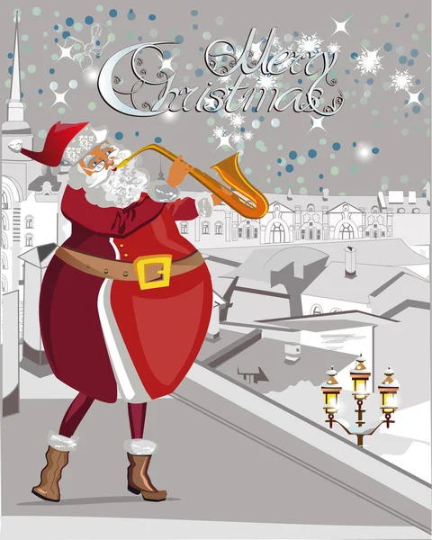 Cartolina di auguri natalizia sfondo poster. Babbo Natale . — Vettoriale Stock