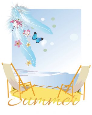 Relax çiçek ve tüyler ile yaz arka plan.