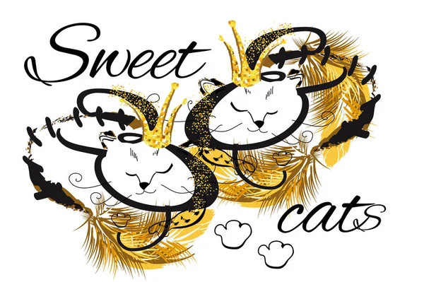 T-shirt vectoriel Slogan illustration avec chat moelleux . — Image vectorielle