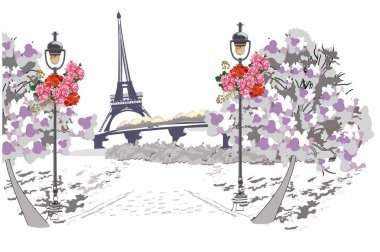 Eyfel Kulesi Paris konforlu arka plan. 