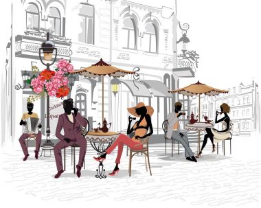 Moda insanlar sokak Cafe.