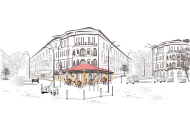 eski şehrin sokak kez dizi.