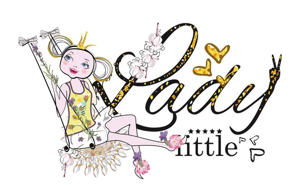 T-shirt vectoriel Slogan illustration pour une petite dame et une princesse . — Image vectorielle