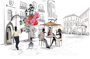 Moda insanlar sokak Cafe.