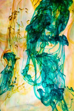 Akrilik renkler ve mürekkep su. arka plan.