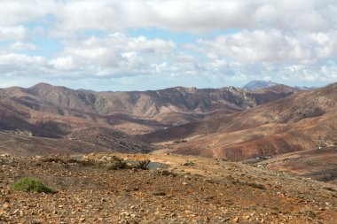 Volkanik peyzaj. Fuerteventura Mirador Morro Velosa, Fuerteventura, Kanarya Adaları, İspanya'dan panoramik görünüm