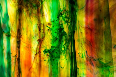 Akrilik renkler ve mürekkep su. arka plan.