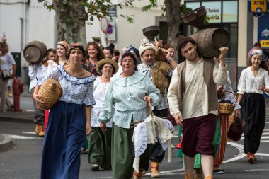 Madeira Madeira Funchal içinde şarap Festivali - tarihsel ve etnografik geçit töreni. Portekiz