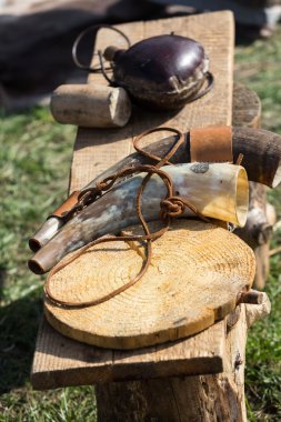 Krakov, Polonya. Knight kampı geleneksel Ortaçağ Festivali sırasında