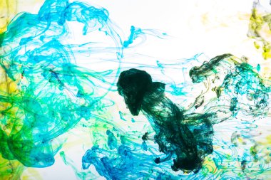 Akrilik renkler ve mürekkep su. arka plan.