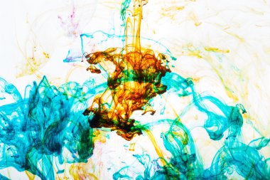 Akrilik renkler ve mürekkep su. arka plan.