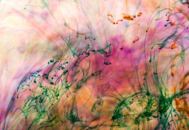 Akrilik renkler ve mürekkep su. arka plan.