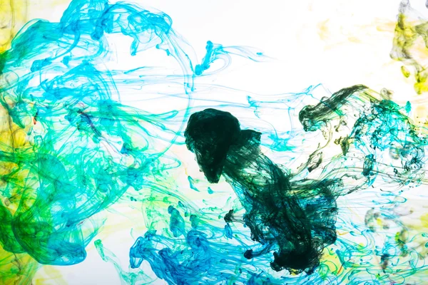 Akrilik renkler ve mürekkep su. arka plan.