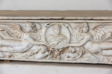  Antik Roma'da Diocletian hamamları lahite. İtalya