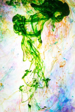 Akrilik renkler ve mürekkep su. arka plan.