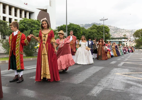 Madera wina parade - Festiwal- historyczno -etnograficznym w Funchal na Maderze. Portugalia — Zdjęcie stockowe