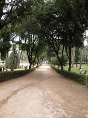Villa Borghese Gardens Park yürüyüş güzergahı. Roma, İtalya