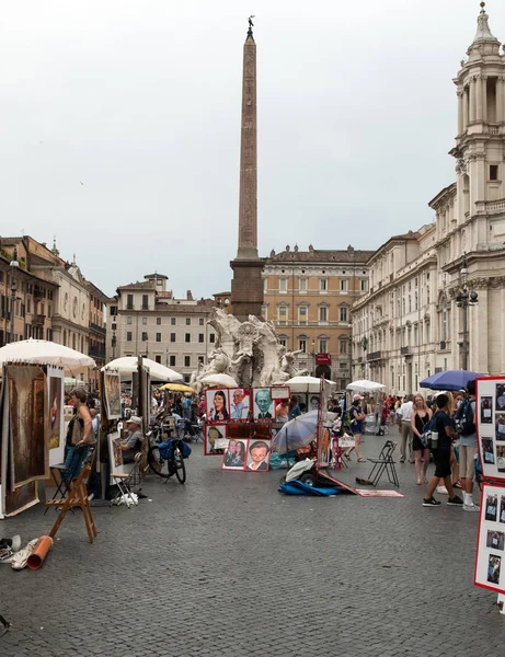 Piazza Navona, Roma turist, yıl boyunca tam — Stok fotoğraf