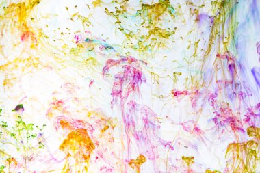 Akrilik renkler ve mürekkep su. arka plan.