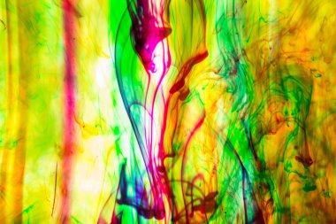 Akrilik renkler ve mürekkep su. arka plan.