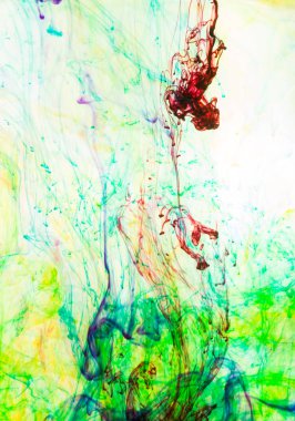 Akrilik renkler ve mürekkep su. arka plan.