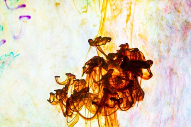 Akrilik renkler ve mürekkep su. arka plan.