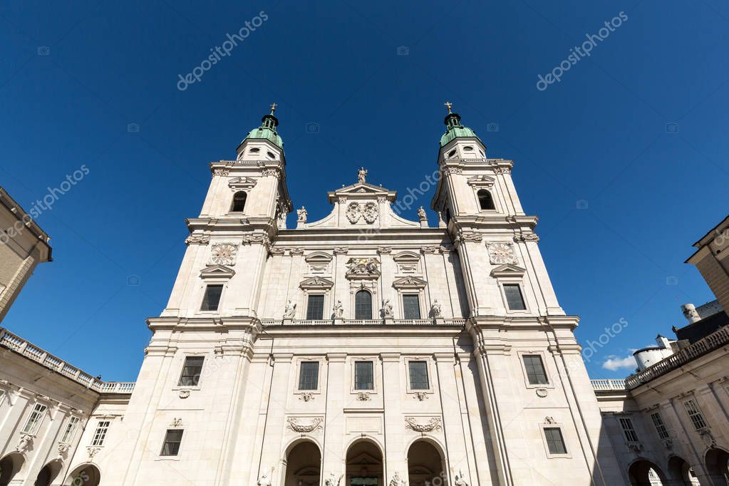 Famous Salzburg Cathedral (Salzburger Dom) at Domplatz, Salzburg Land, Austria
