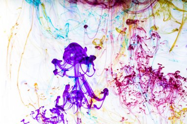 Akrilik renkler ve mürekkep su. arka plan.