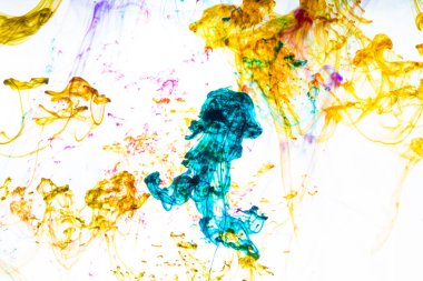 Akrilik renkler ve mürekkep su. arka plan.