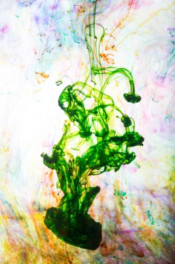 Akrilik renkler ve mürekkep su. arka plan.