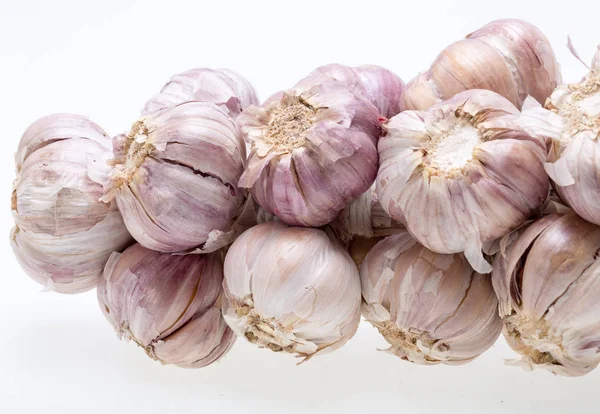 String of garlic isolated on white background — Stock Photo, Image