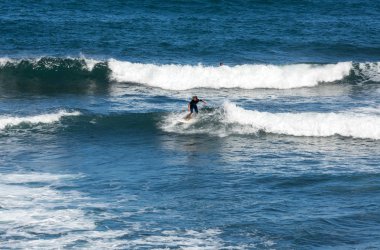 Madeira Adası üzerinde eylem Surfers. Portekiz