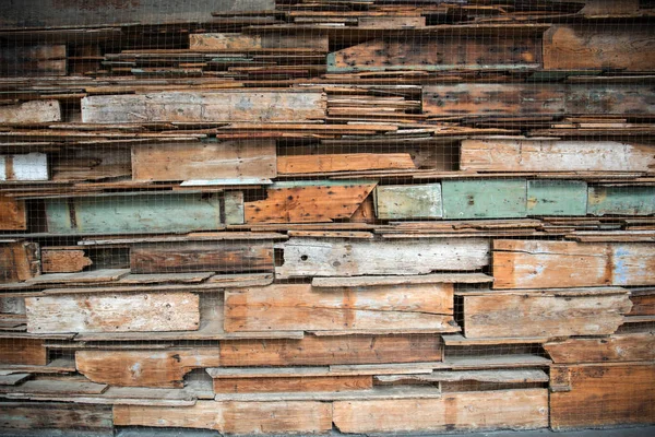 Art installation made from old benches at the University of Padua. Italy — Stock Photo, Image