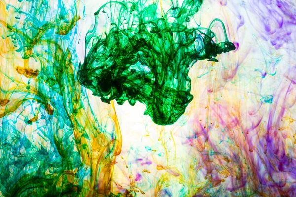 Acrylic colors and ink in water — Stock Photo, Image