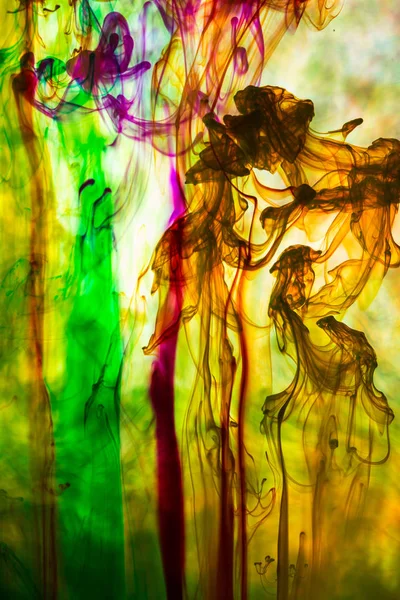 Acrylic colors and ink in water — Stock Photo, Image