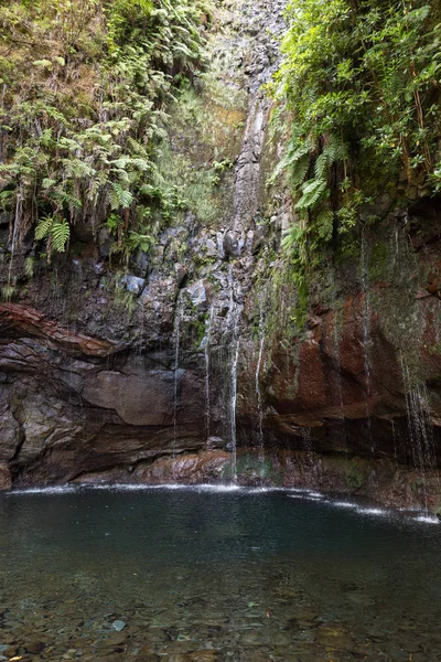 Last waterfall of the Twenty-five Fountains Levada hiking trail, Madeira — Stock Photo, Image