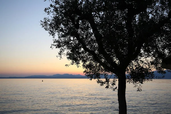 가 르다 호수 이탈리아에 아름 다운 석양 — 스톡 사진