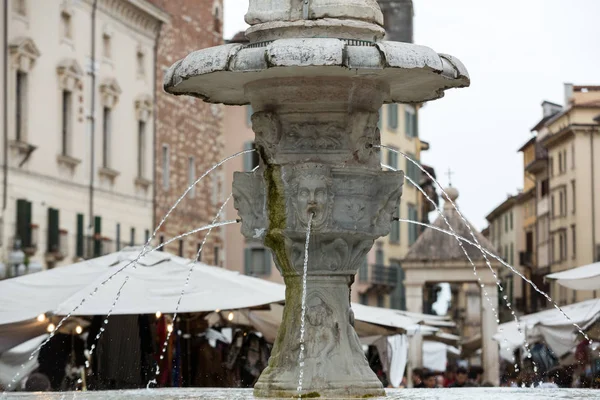 Piazza delle Erbe, Madonna Verona çeşme detayını. Verona — Stok fotoğraf
