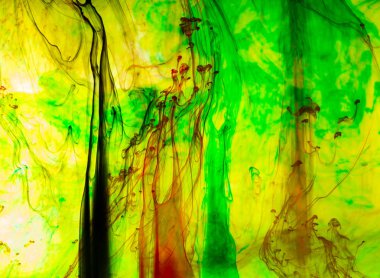 Akrilik renkler ve suda mürekkep.