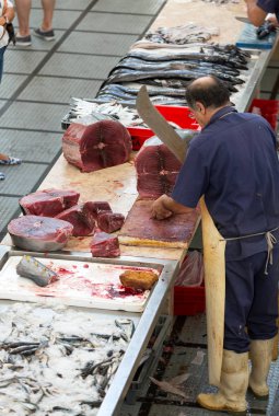 kesme orkinos biftek, Balık mercado dos lavradores Pazar. Funchal .