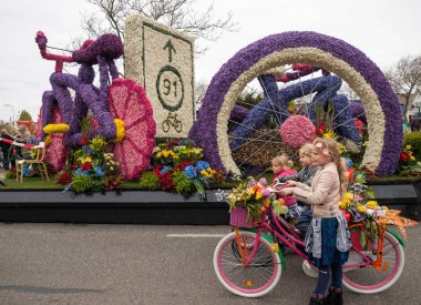  the traditional flowers parade Bloemencorso from Noordwijk to Haarlem in the Netherlands. clipart