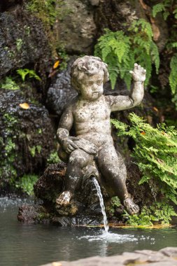 Botanik Bahçesi Monte Funchal, Madeira çocuk heykeli. Portekiz.