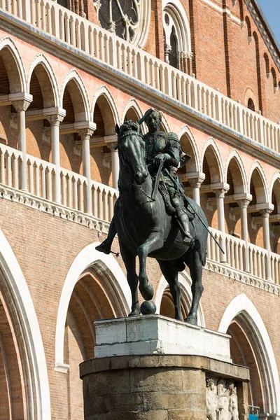 Jezdecká socha Gattamelata v Padově. — Stock fotografie