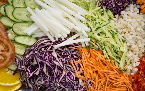 Different raw shredded vegetables as an example of a healthy diet. — Stock Photo, Image