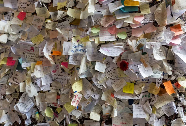 Part of the wall covered with love messages in Juliet house, Verona, Italy. Stock Photo